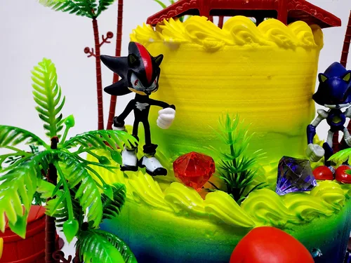 Vista 7 de SONIC and Friends - Decoración para pastel de fiesta de cumpleaños con figuras de Sonic y accesorios decorativos