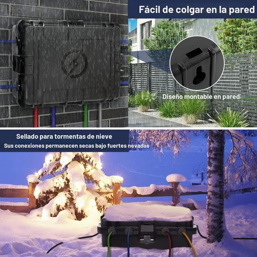Vista 4 de Caja eléctrica grande para exteriores, impermeable, cubierta de cable de extensión IP54, resistente a la intemperie, protege la regleta