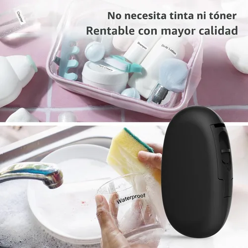 Vista 7 de SUPVAN E10 - Máquina etiquetadora Bluetooth con cinta, color negro Fits Continuous & Die-Cut Waterproof Label, Easy App Editing, Rechargeable