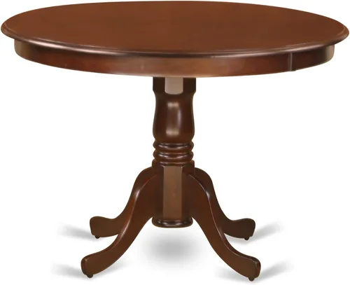 Vista 3 de East West Furniture HLAB5-MAH-72 - Juego de mesa de comedor de 5 piezas, incluye una mesa de comedor redonda con pedestal y 4 sillas tapizadas