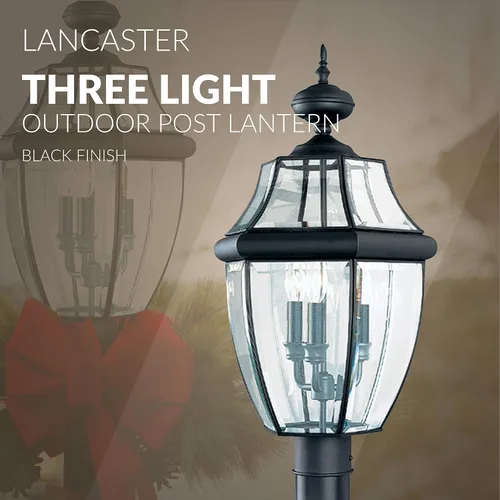 Vista 4 de Sea Gull Lighting 8239–12 Farol de poste para exteriores Lancaster, 24 pulgadas de altura, negro