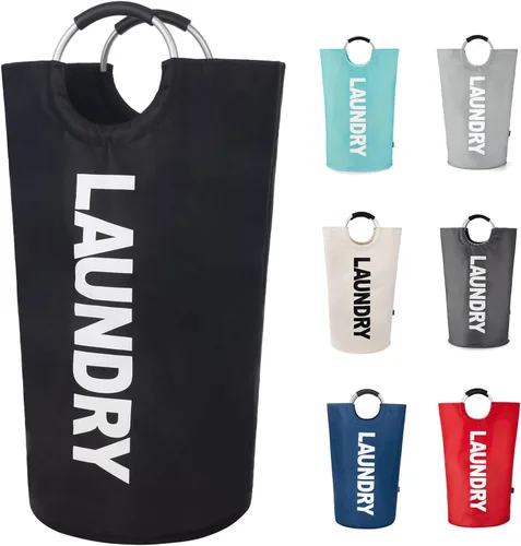 Vista 25 de Twira Cesta de lavandería grande de 90 litros, cesta de lavandería que se mantiene bien, bolsa de lavandería con asas acolchadas, contenedor de ropa