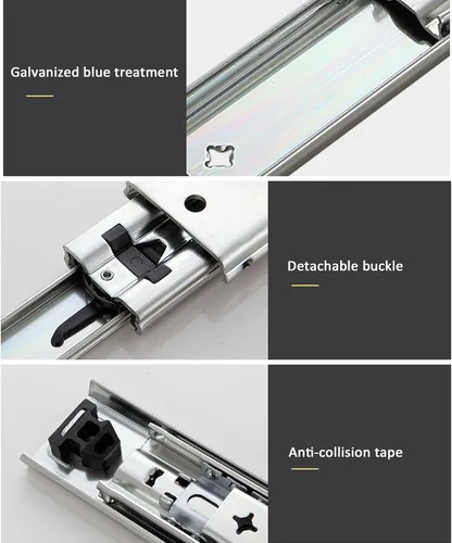 Vista 8 de 1 par de corredores de cajón de cierre suave industrial resistente, rodamientos de bolas silenciosos con extensión completa, rodamiento de carga