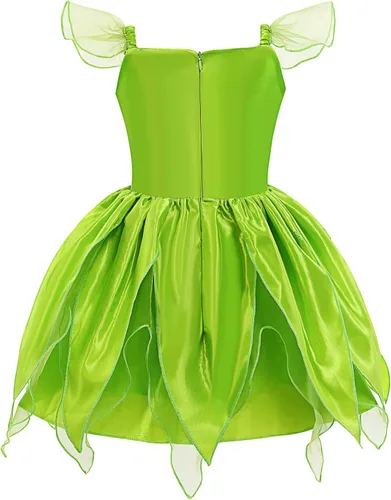 Vista 3 de ZALOORIY Disfraz de hada Campanilla para niñas, vestido de princesa con alas y accesorios