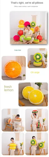 Vista 5 de Fruit Pillow Home - Cojín redondo con forma de cojín de felpa (13 pulgadas, marrón, estaca)