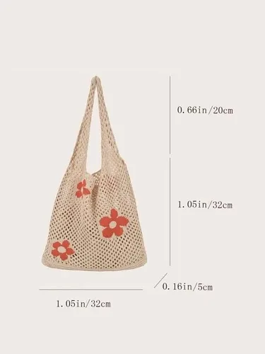 Vista 2 de ENBEI Bolsas bohemias, bolsa de punto de hombro, bolsa de mano Y2K estética, bolso de ganchillo lindo para mujeres, regalos hippie