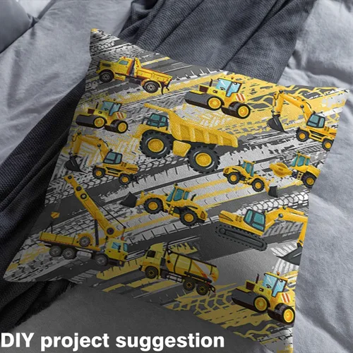 Vista 4 de Feelyou Tela para Construcción de Coches por el Patio, Tela de Tapicería de Camiones de Dibujos Animados para Sillas, Tela Decorativa Impermeable