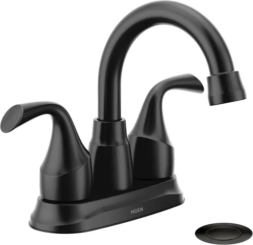 Vista 8 de Moen Idora – Grifo de lavabo de baño con dos asas, centrado, de níquel cepillado resistente a las manchas, con montaje de desagüe, 84115SRN