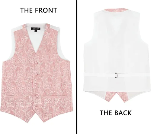 Vista 4 de Alizeal Conjunto de 2 piezas de corbata de lazo preatada de jacquard de cachemira con estampado floral clásico para niños