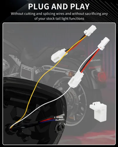 Vista 4 de NTHREEAUTO - Luz trasera LED estroboscópica con luces de freno ahumadas, luces de giro traseras compatibles con Harley Dyna Road King Electra Glide