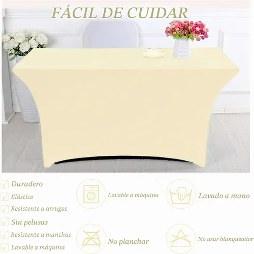 Vista 5 de Fivenl Cubierta de Mesa Mantel de Spandex de 6 Pies para Mesas Plegables Cubierta de Mesa Rectangular Ajustada Lavable Resistente a las Arrugas