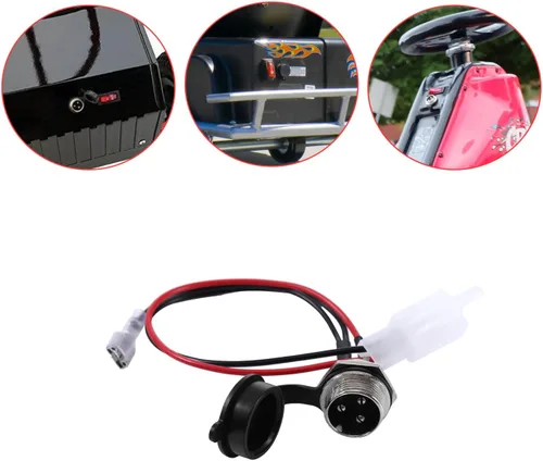 Vista 4 de KAMIER Puerto de cargador de 3 cables de repuesto para Razor Crazy Cart XL DLX Shift Ground Force Drifter Go Cart Kart Dune Buggy E325 E300 E200