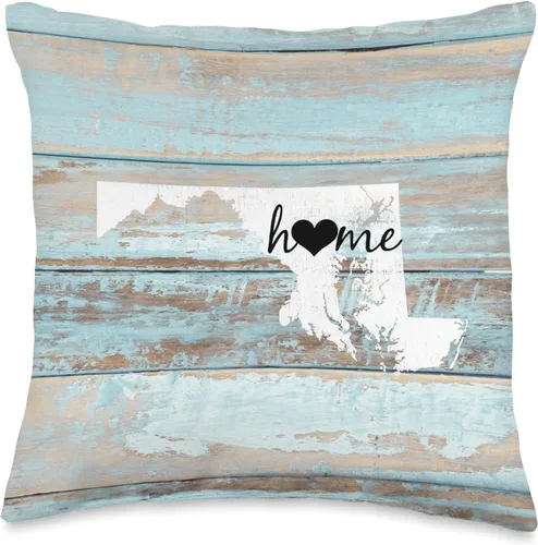 Vista 5 de Maryland Barn Board Shiplap Home Heart Gift Maryland Rustic Home Pride US State - Almohada de 17.7 x 17.7 in, multicolor