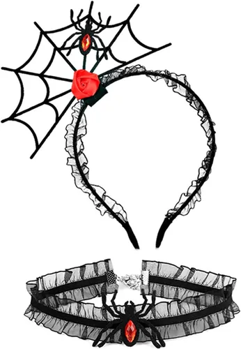 Vista 6 de Telaraña de Halloween Fasciantor Spider Telaraña Fiesta de Halloween Cabeza Pieza