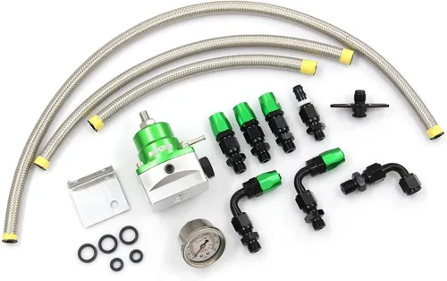 Vista 10 de Kit de regulador de presión de combustible EFI universal ajustable con manómetro de presión de combustible de 0-160 psi y kit de conectores de Azul