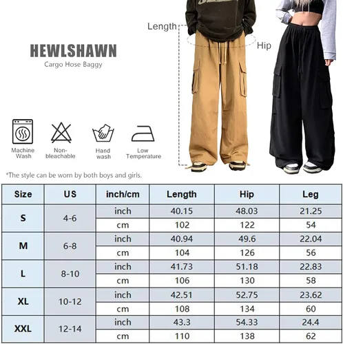 Vista 7 de Pantalones de mujer Y2k Cargo Gothic Baggy Pantalones de cintura alta Harajuku Streetwear Pantalones de paracaídas para hombre