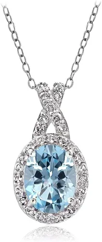 Vista 6 de B. BRILLIANT Collar de plata de ley auténtica, creada o simulada, con topacio blanco X y ovalada para mujer Amatista - Destello de oro amarillo