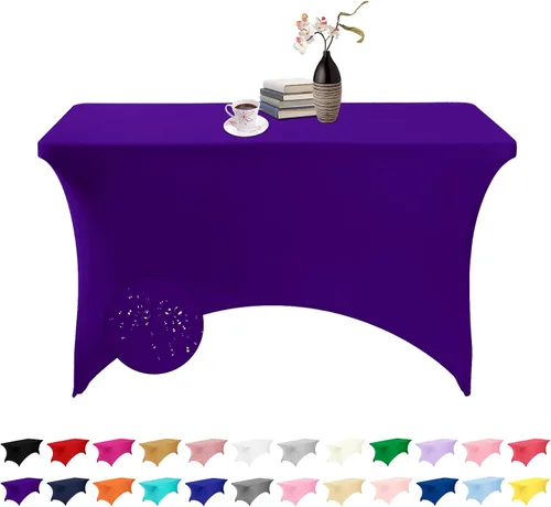 Vista 164 de Paquete de 2 fundas de mesa de elastano impermeables para mesas rectangulares, 6 pies, negras, elásticas, resistentes a manchas, para todas