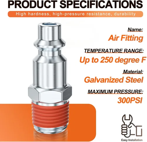 Vista 2 de GASHER Enchufe de aire industrial de flujo 10PCS 1/2" MNPTx1/2