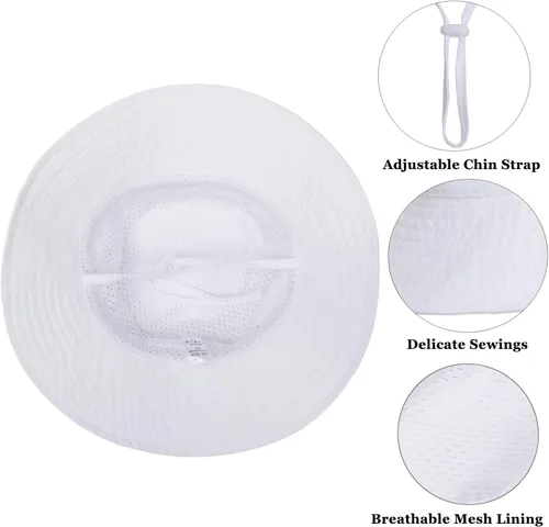 Vista 3 de Sombrero de sol para bebé de verano UPF 50+, sombrero de pescador de ala ancha, sombreros de playa para bebés niños y niñas de 0 a 6 años