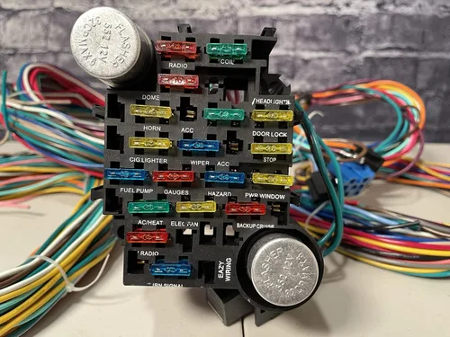 Vista 5 de Kit de arnés de cableado universal – 21 mazos de cableado de circuitos de color estándar kit de reemplazo para Chevy Mopar Hotrods Ratrods Ford