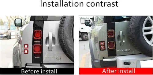 Vista 2 de YIWANG Cubierta de luz trasera negra inoxidable para Land Rover Defender 90 110 2020-2022 (estilo B)