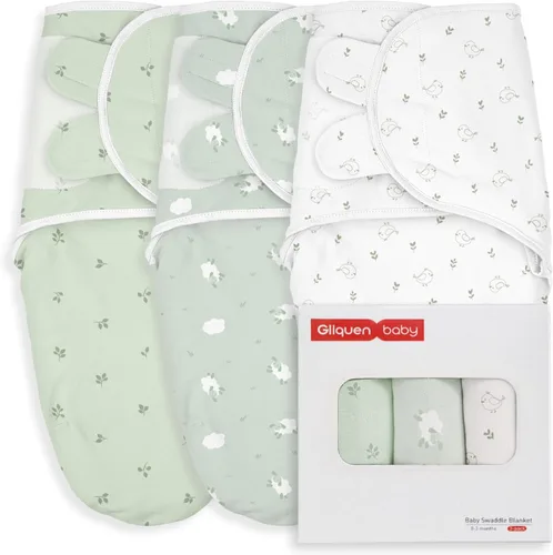 Vista 10 de GLLQUEN BABY Sacos de Dormir Envolventes Orgánicos para Recién Nacidos - Envolturas para Bebés de 0-3 Meses, Paquete de 3 Sacos Envolventes