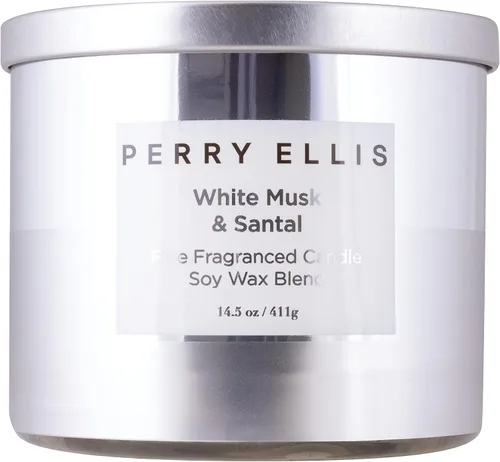 Vista 2 de Perry Ellis Velas perfumadas, almizcle blanco + vela de soja Santal