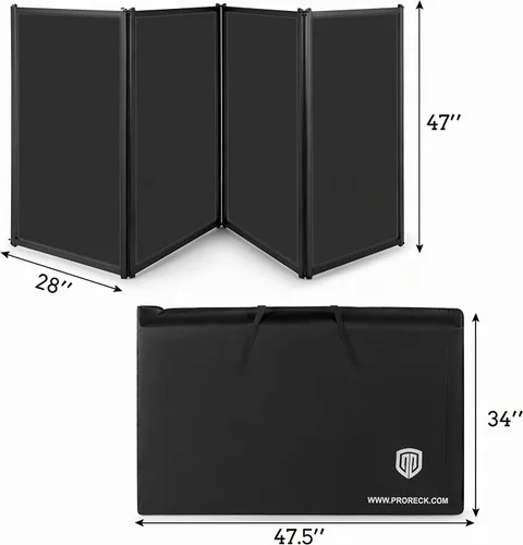 Vista 2 de PRORECK DJ Fachada Plegable Portátil Cabina de Eventos Paneles 4 Proyector de Marco de Metal Desmontable Panel de Escrim con Bolsa de Transporte