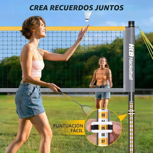 Vista 8 de Outdoor Badminton Net Set with Anti-Sag Winch System - 20ft Badminton Net, 4 Rackets, 3 Shuttlecocks & Carry Bag, Badminton Set for Backyard, Grass