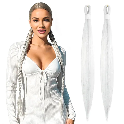 Vista 16 de Cabello trenzado burdeos, 10 pulgadas, 4 paquetes Cabello preestirado, trenzas de ganchillo cortas y rectas, textura Yaki, fibra sintética