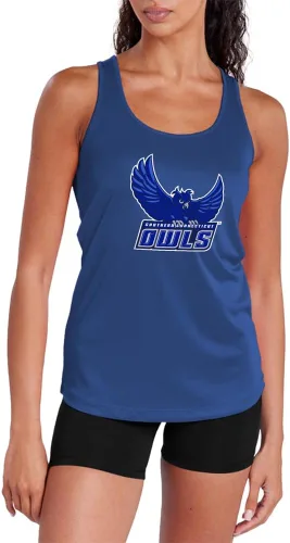 Vista 198 de Camiseta deportiva sin mangas oficial de NCAA Collegiate para mujer, con espalda cruzada, colección con logotipo primario