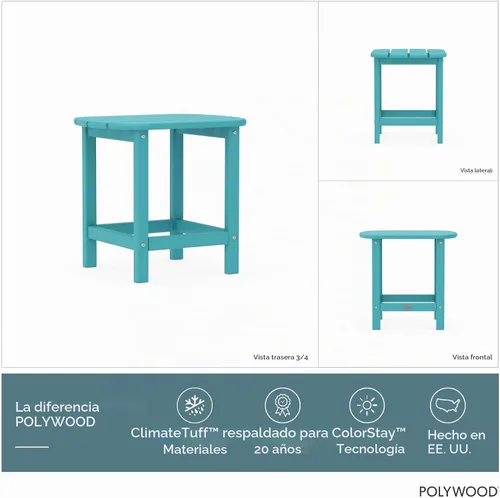 Vista 3 de POLYWOOD SBT18AR South Beach - Mesa auxiliar para exteriores de 18 pulgadas, Aruba