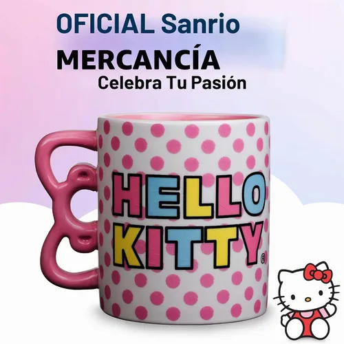 Vista 4 de Silver Buffalo Sanrio Hello Kitty Puntos Arcoíris 3D Taza de cerámica esculpida con asa con forma de arcoíris, 20 onzas Sanrio Hello Kitty Rainbow