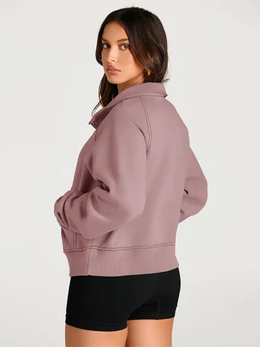 Vista 5 de AUTOMET Womens Sweatshirts Half Zip Cropped Pullover Fleece Quarter Zipper Hoodies Fall outfits Clothes Thumb Hole