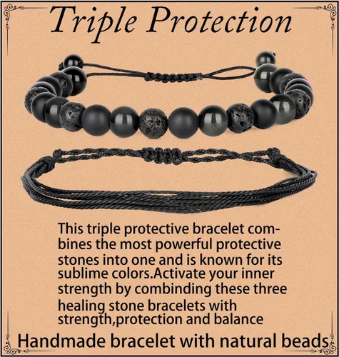 Vista 29 de LPBeads Pulsera de piedra natural hecha a mano de tamaño ajustable