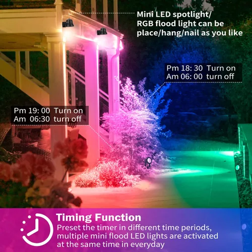 Vista 2 de Luces inteligentes para exteriores, luces de patio trasero de 15 W con enchufe de EE. UU., control de aplicación de 12 V, focos
