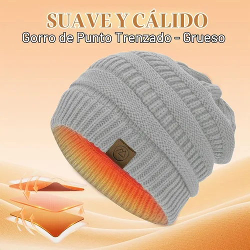 Vista 3 de Durio - Gorros de punto para mujer - Gorros holgados unisex, cálidos para invierno, suaves, transpirables y acogedores, con puño elástico de punto