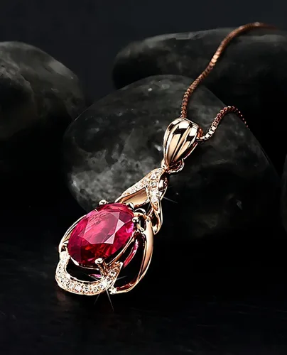 Vista 5 de Kim Carrey 18K Rose Gold Women's Necklace Natural Stone Gem Necklaces for Women Elegant Necklaces for Women Women's Jewelry Giftt