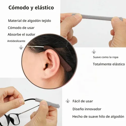 Vista 3 de KAJUDA 4 pares de pinzas para las orejas, almohadillas de algodón de punto suave, almohadillas de oreja, puntas de las patillas de las gafas
