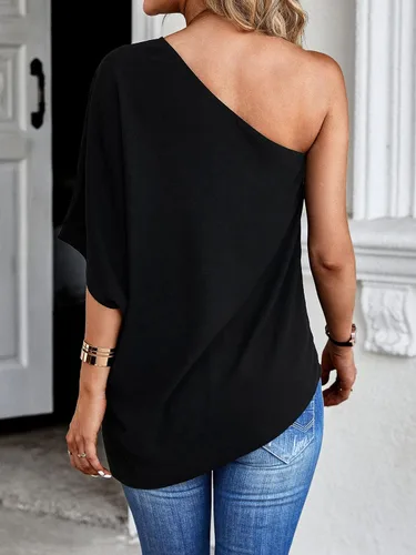 Vista 3 de Verdusa Blusa de manga larga con un hombro para mujer