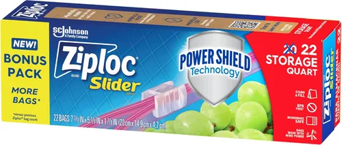 Vista 3 de Ziploc Bolsas deslizantes de almacenamiento de alimentos de cuarto de galón, duraderas, 22 unidades (el embalaje puede variar)