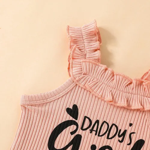 Vista 4 de Ropa para bebé niña Daddys Girls Ruffle Romper Top Manga Corta Body Floral Tutu Shorts Conjunto Recién Nacido Verano Traje