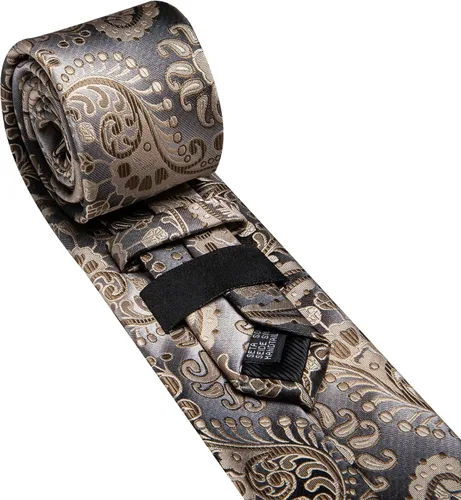 Vista 161 de Barry.Wang - Juego de corbata de seda para hombre, diseño de cachemira, pañuelo y gemelos de bolsillo
