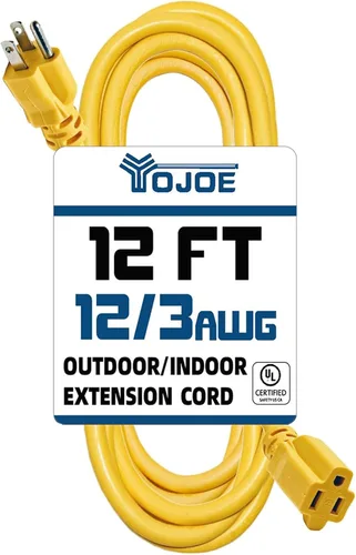 Vista 45 de YOJOE Extensión de cable para interiores y exteriores con extremo iluminado, cable resistente de 3 puntas 15A a prueba de inclemencias del tiempo