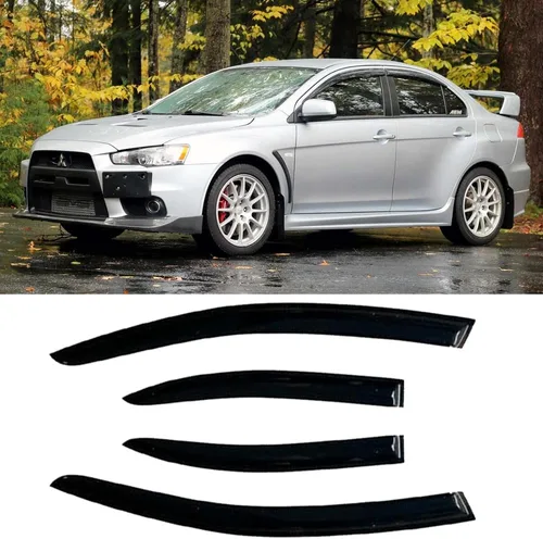 Vista 14 de 94229 Deflector de viento para ventana lateral, compatible con Mitsubishi Lancer 2002-2006, juego de 4 protectores de canal exterior con cinta
