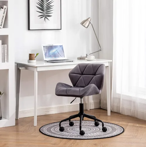 Vista 17 de Roundhill Furniture Eldon Diamond - Silla de oficina giratoria ajustable con diseño capitoné, color gris y azul