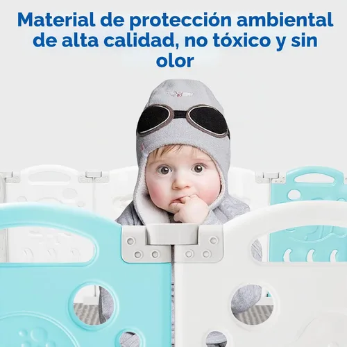 Vista 5 de Albott Centro de juegos de seguridad para niños, 22 paneles, corralito para bebés, centro de actividades para interiores o exteriores, patio de Azul