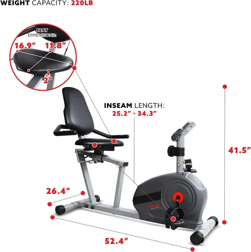 Vista 5 de Sunny Health & Fitness Bicicleta reclinada Essential Interactive Series - SF-RB422903