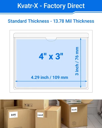 Vista 140 de 30 PCS Clear Self Adhesive Plastic Label Pockets, Top Loading Business & Library Index Card Holders, Peel and Stick Sleeves for Storage Bins, Totes